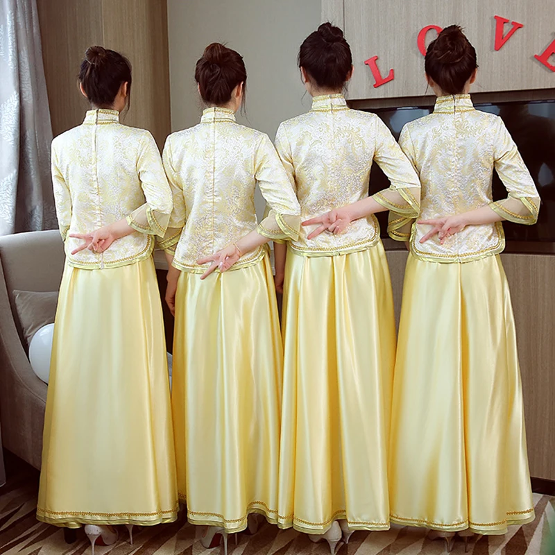 Винтажное свадебное платье подружки невесты Cheongsam современное традиционное в