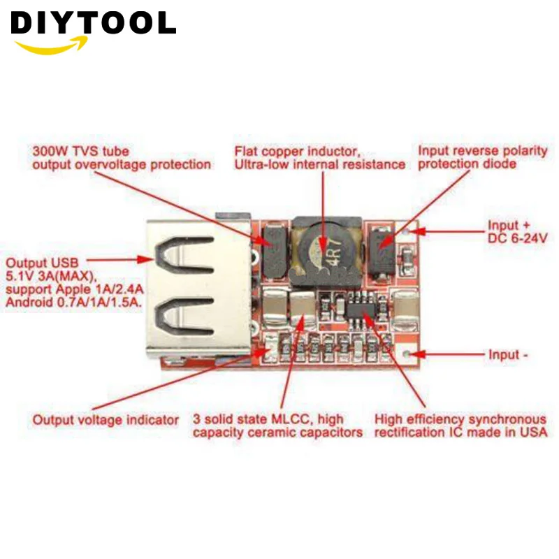 С источником питания от постоянного тока 6 24V 12V/24v до 5V USB Выход Зарядное