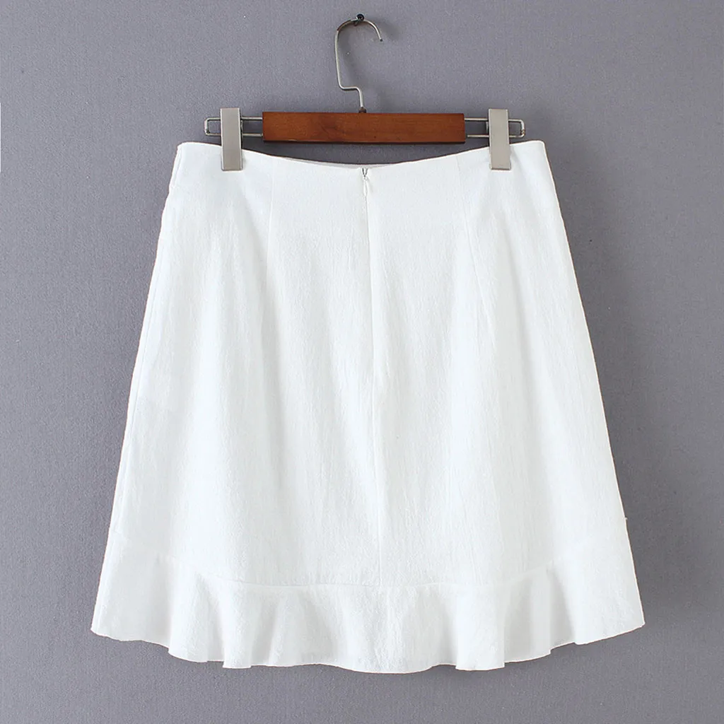 Женская плиссированная юбка летняя однотонная с оборками на шнурках коротким