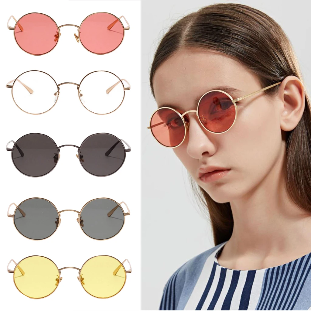 Мужские и женские ретро солнцезащитные очки металлические круглые винтажные