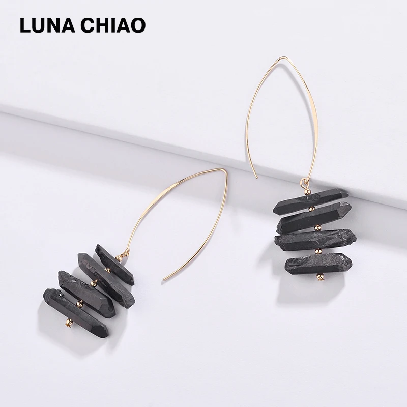 Женские серьги-подвески с большим крючком LUNA CHIAO модные ювелирные изделия из