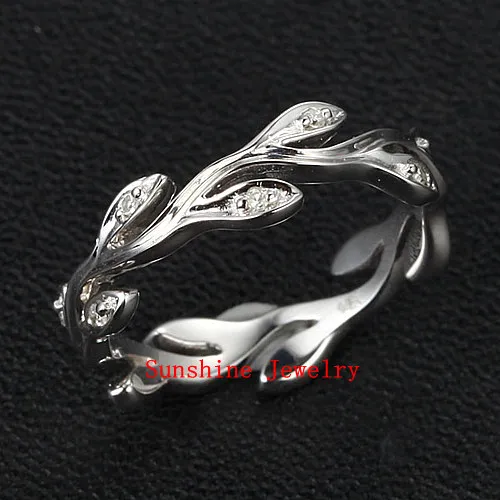 Full Eternity VINE Solid 14k White Gold Natural Diamond Engagement Wedding Band Ring | Украшения и аксессуары