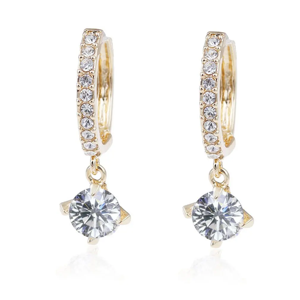 1 пара женских сережек из металлического сплава со стразами и цирконием