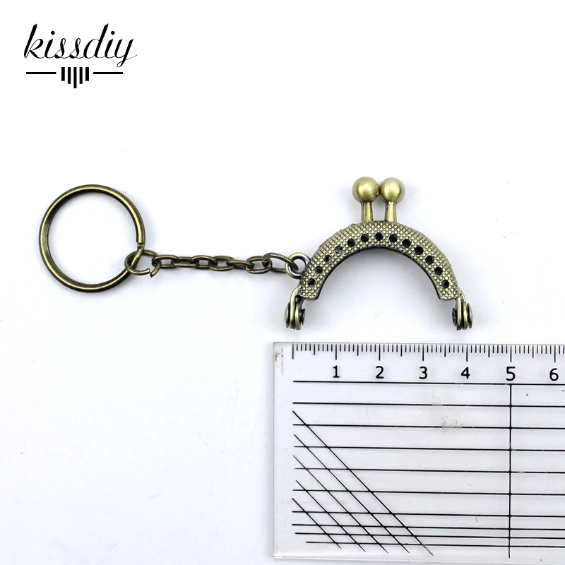 KISSDIY 25 шт 4 см мини античный бронзовый металлический кошелек рамка с брелоком для