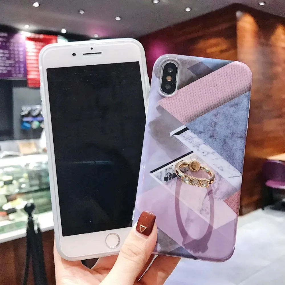 Мрамор с перстень украшенный бриллиантами для iphone 6 P S 6SP 7 8 X XS MAX XR чехол телефона |