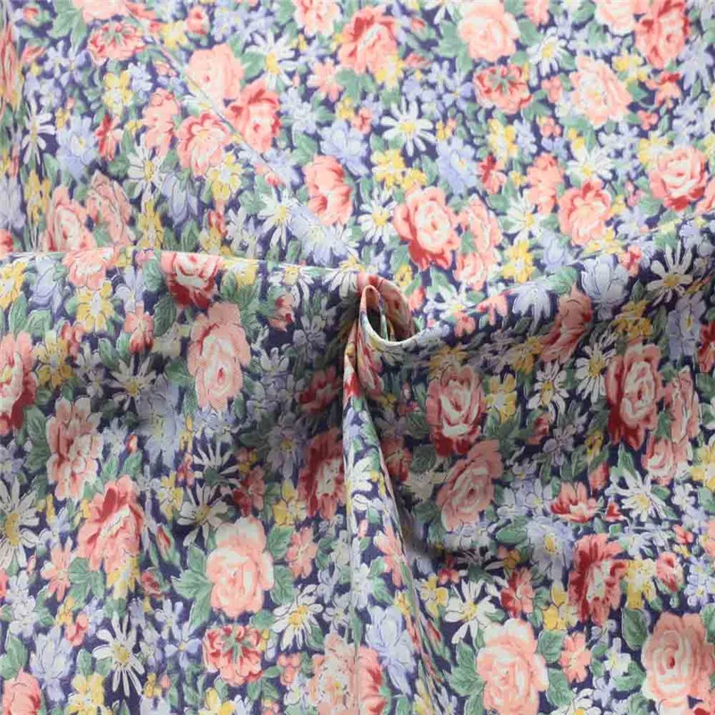 Фиолетовый цветок поплин Бамбук Ткань постельное белье хлопок ткань для одежды