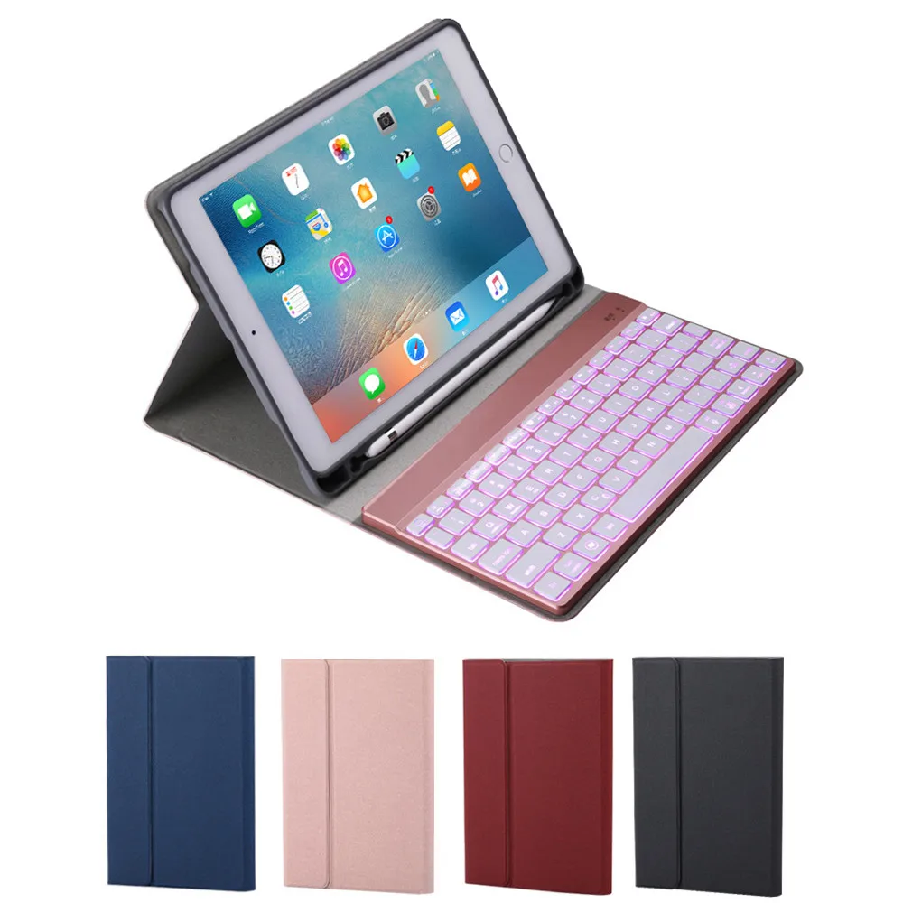 VOBERRY клавиатура беспроводная съемная 7 цветов Bluetooth клавиатура для Ipad 9,7 дюймов / Pro Air 2/1 кожаный чехол для Ipad#2