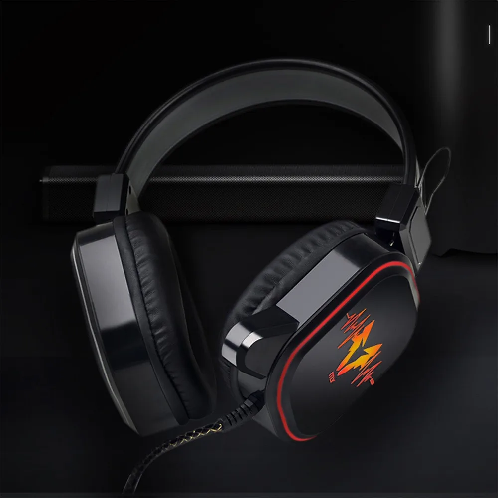 DS-100 USB Проводные Игровые наушники светодиодный RGB освещение над ушами геймер гарнитура с микрофоном для ПК ноутбука Xbox One PS4 игры#25