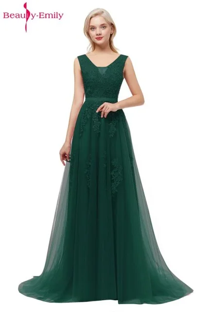 Robe De Soiree, сексуальное длинное вечернее платье с v-образным вырезом на спине, с аппликацией, высокое качество, без рукавов, вечерние платья для выпускного вечера, доступно много цветов - Цвет: Зеленый