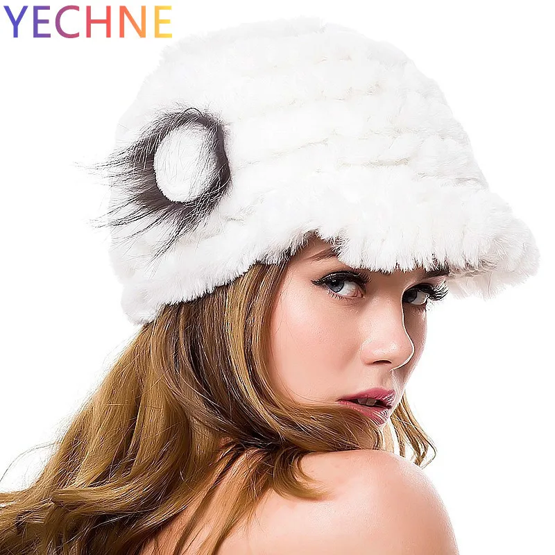 Женская зимняя трикотажная шапка YECHNE в естественную полоску|Женские Skullies и