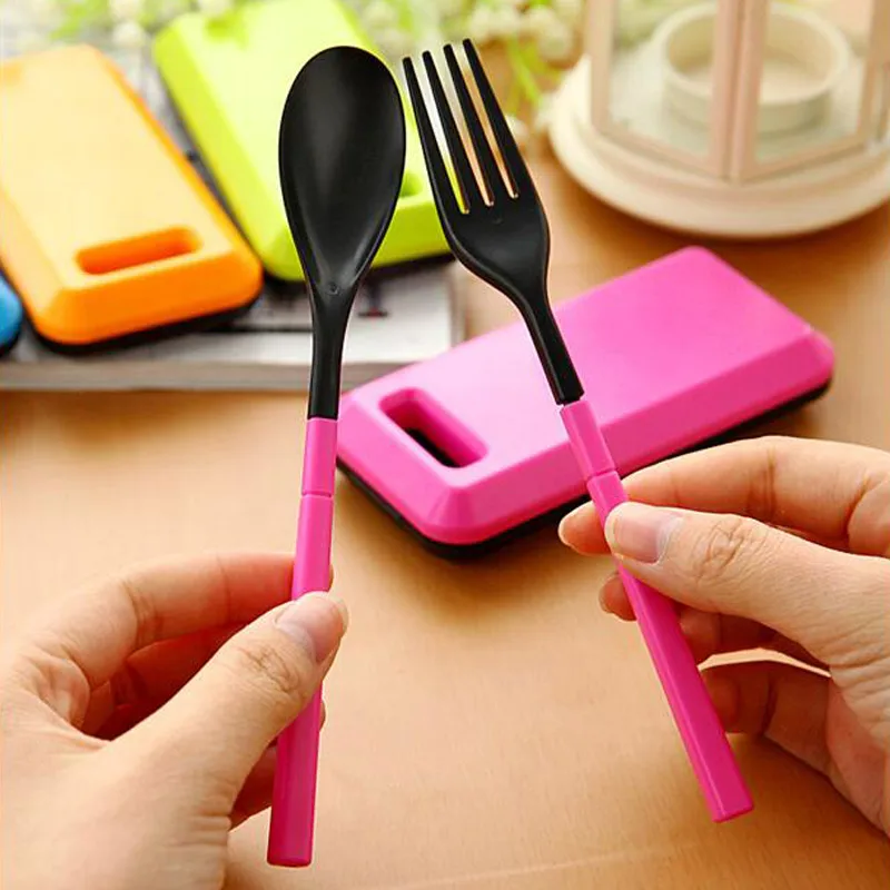 Foldable Pocket Tableware Set Cutlery Fork Chopsticks Kid Bento Lunch Box Outdoor Camping Picnic Dinnerware acampamento походный