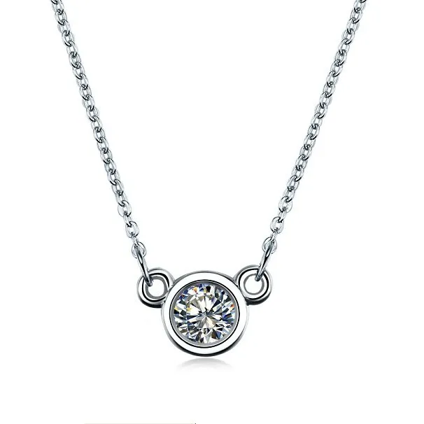 

0.3 Carat Double Ears Shape Luxury Solitaire Slide Pendant SONA Simulate Diamond Engagement Wedding Pendant Necklace