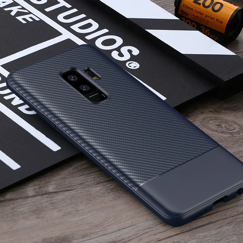 Роскошный чехол из углеродного волокна для Samsung Galaxy S9 Plus S9Plus силиконовый чехлы