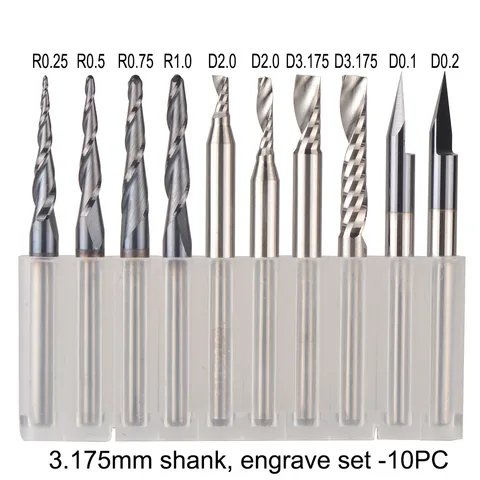 Фрезерный станок с ЧПУ твердого карбидного наконечника для гравировки 3,175 мм 6,35 мм 6 мм хвостовик фрезы для резьбы по дереву инструменты - изображение