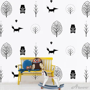 Креативные настенные наклейки сделай сам в скандинавском стиле с изображением растений и дерева, обои, мебельные шкафы, наклейка, украшение для детской комнаты, домашний декор