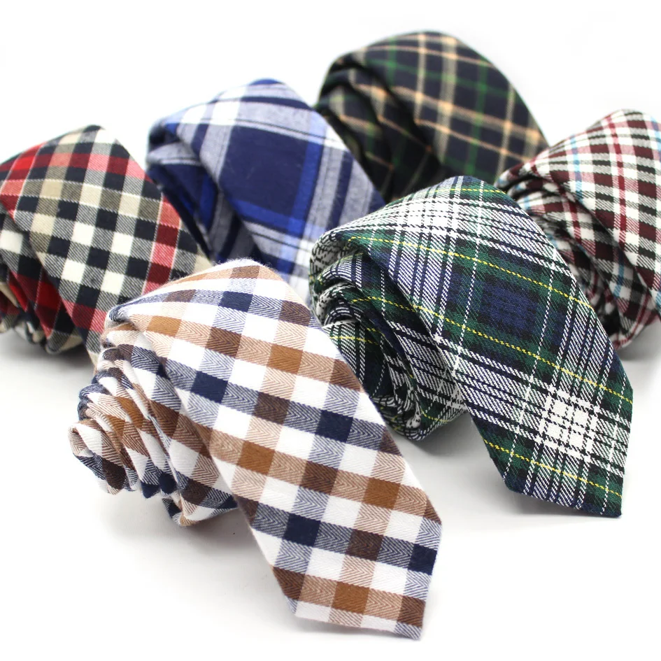 Мужской Хлопковый галстук модный клетчатый облегающий 5 см узкий в британском