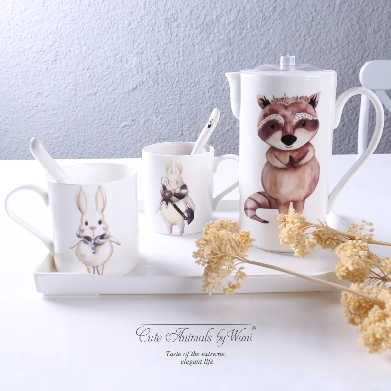 Милый Лисий кувшин для кофе содовый горшок фильтр чайник керамическая бутылка