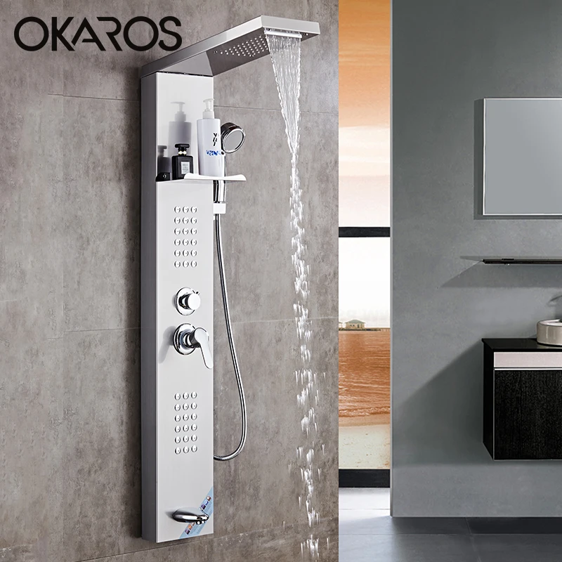 OKAROS 304 SUS смесители для душа Водопад с матовой поверхностью из никеля и 5 функциями