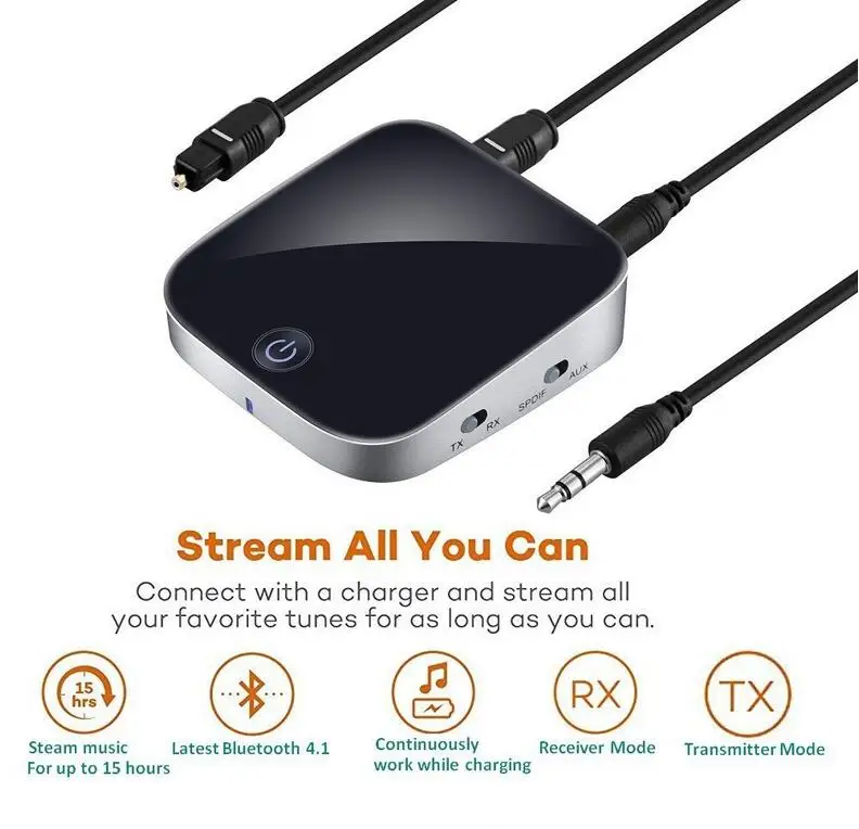 DASENLON Bluetooth приемник 2 в 1 и передатчик беспроводной аудио адаптер с Toslink Цифровой