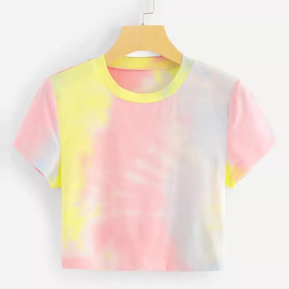 B Женские летние топы, футболка с принтом Tie Dye, короткий рукав, топы с круглым вырезом, Повседневная футболка, женская одежда harajuku, футболка TS3 - Цвет: B