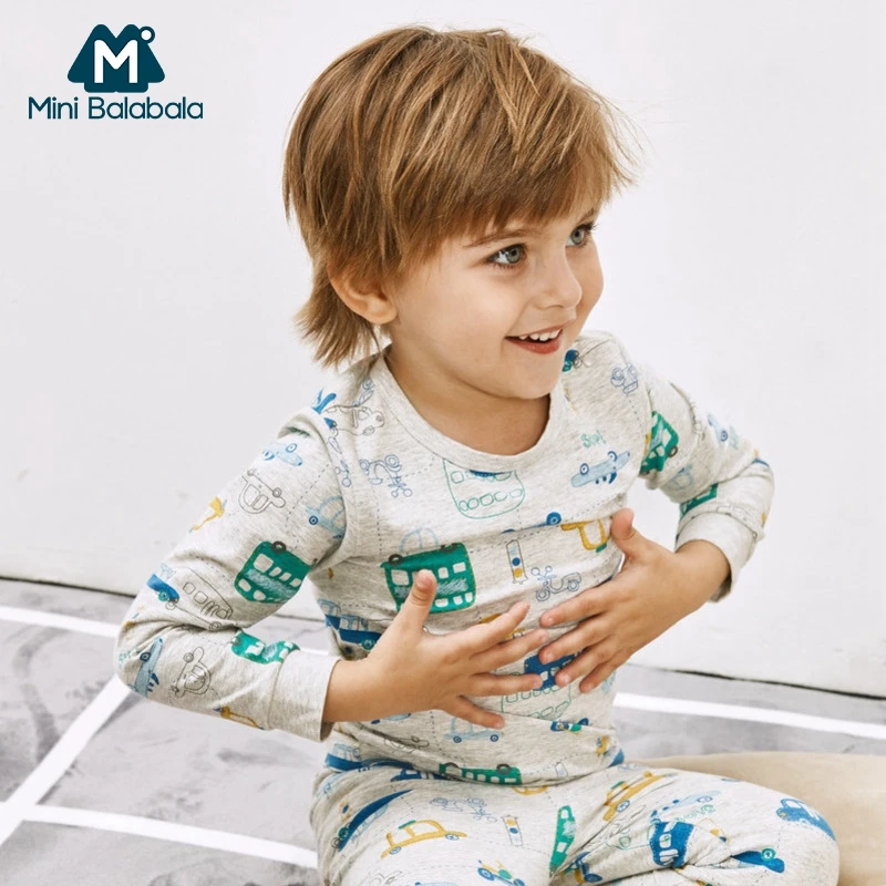 Мини Bababala/комплект хлопковой пижамы из 2 предметов для маленьких мальчиков