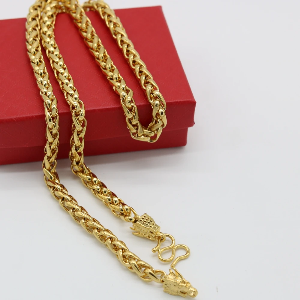Dragon Design Byzantine Chain Yellow Gold Filled Vintage Style Mens Necklace Solid Jewelry 60cm Long | Украшения и аксессуары