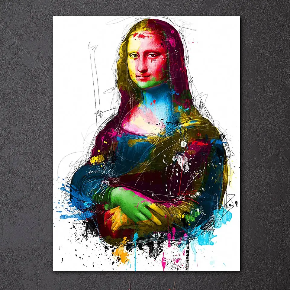 

1 Piece canvas painting HD Printed colorful Mona Lisa smile Painting Wall Picture For Living Room Free Shipping NY-7165C