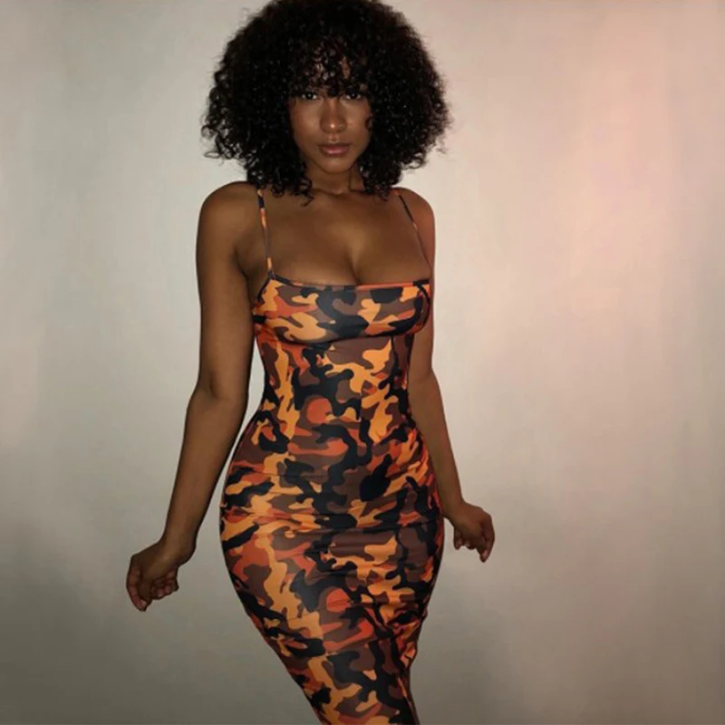 Camouflage Plus Size Sexy Dress Summer Off Shoulder Sleeveless Mini Party Beach Backless Club Bodycon Women Dresses | Женская одежда