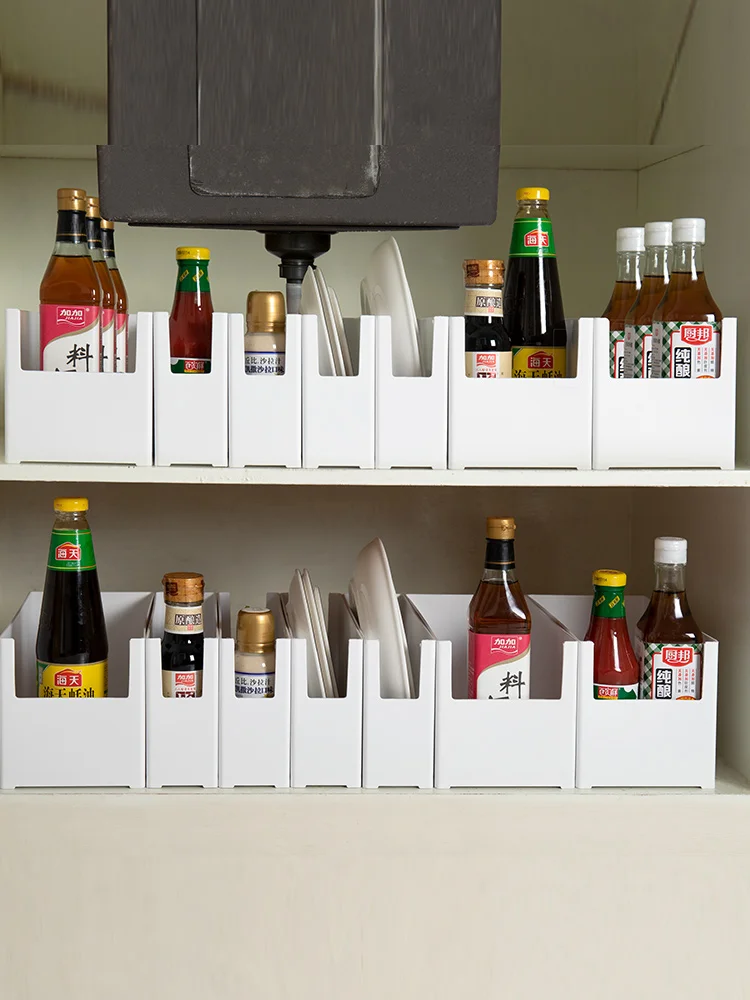 Ящик для хранения кухонной посуды пластиковый стеллаж специй кастрюль