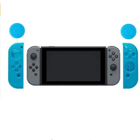 Blue Силиконовый защитный чехол JoyCon для геймпада+ накладки для джойстика, колпачки для джойстика, крышка для контроллера Mario NAND Switch NS Joy-Con - Цвет: Blue