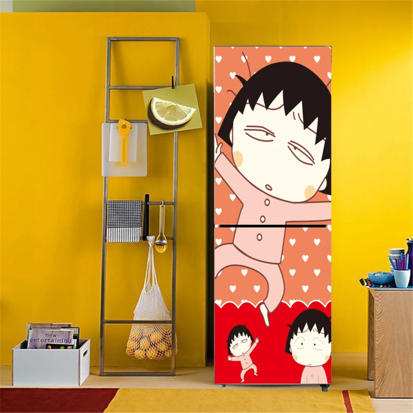 

Chi-bi Maruko Cartoon Art Home Decor Adhesive PVC Removable Waterproof Decals Refrigerator Cover Door DIY wall stickers BX04