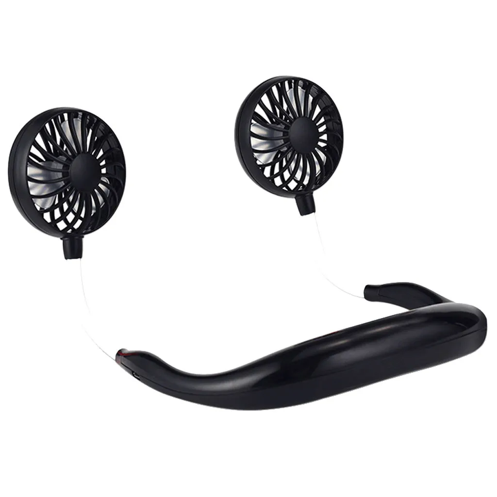 USB Fan Portable Rechargeable Neckband Lazy Neck Hanging Style Dual Cooling Mini Fan Gadget Ventilador USB вентилятор Gadgets
