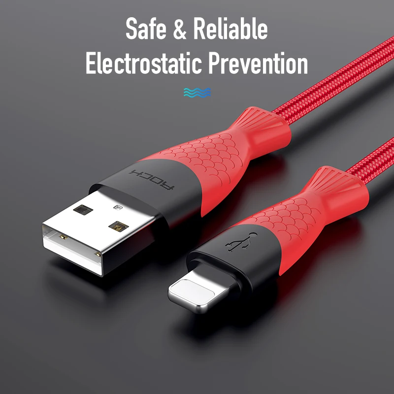 ROCK 2.4A USB кабель для iPhone Быстрая зарядка данных зарядное устройство XS Max XR X 8 7 6 S 5 5S