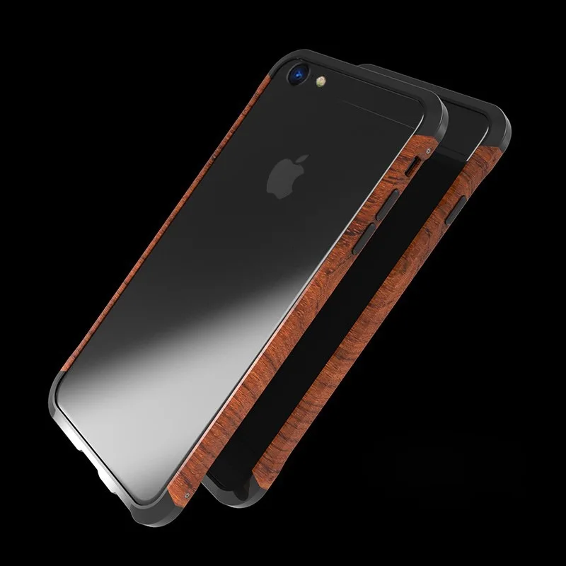 Portefeuille для iPhone 7 деревянный металлический корпус алюминиевый сплав защитный бампер, чехол для Apple iPhone 8 Plus 6 6 S Рамка аксессуары - Цвет: black only bumper