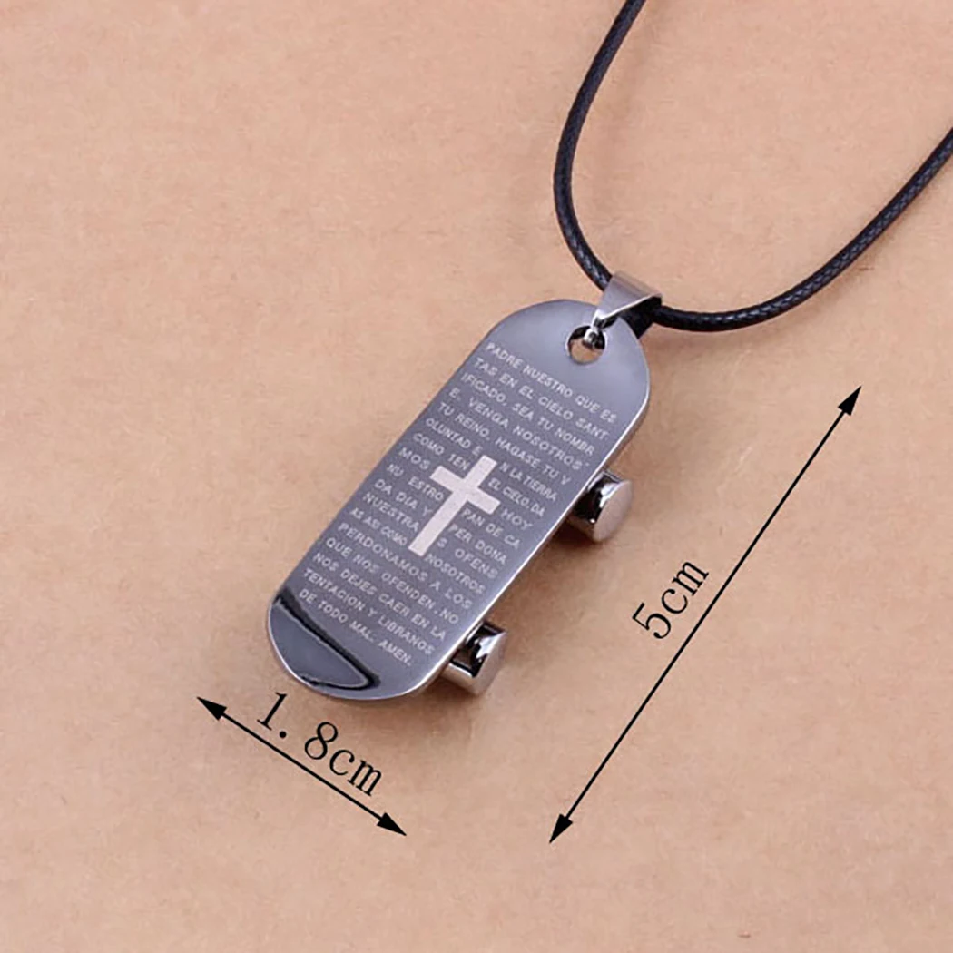 Cross Skateboard Scripture Necklace Alloy Steel Unisex Fashion Creative Pendant Christianity​ Charm | Украшения и аксессуары