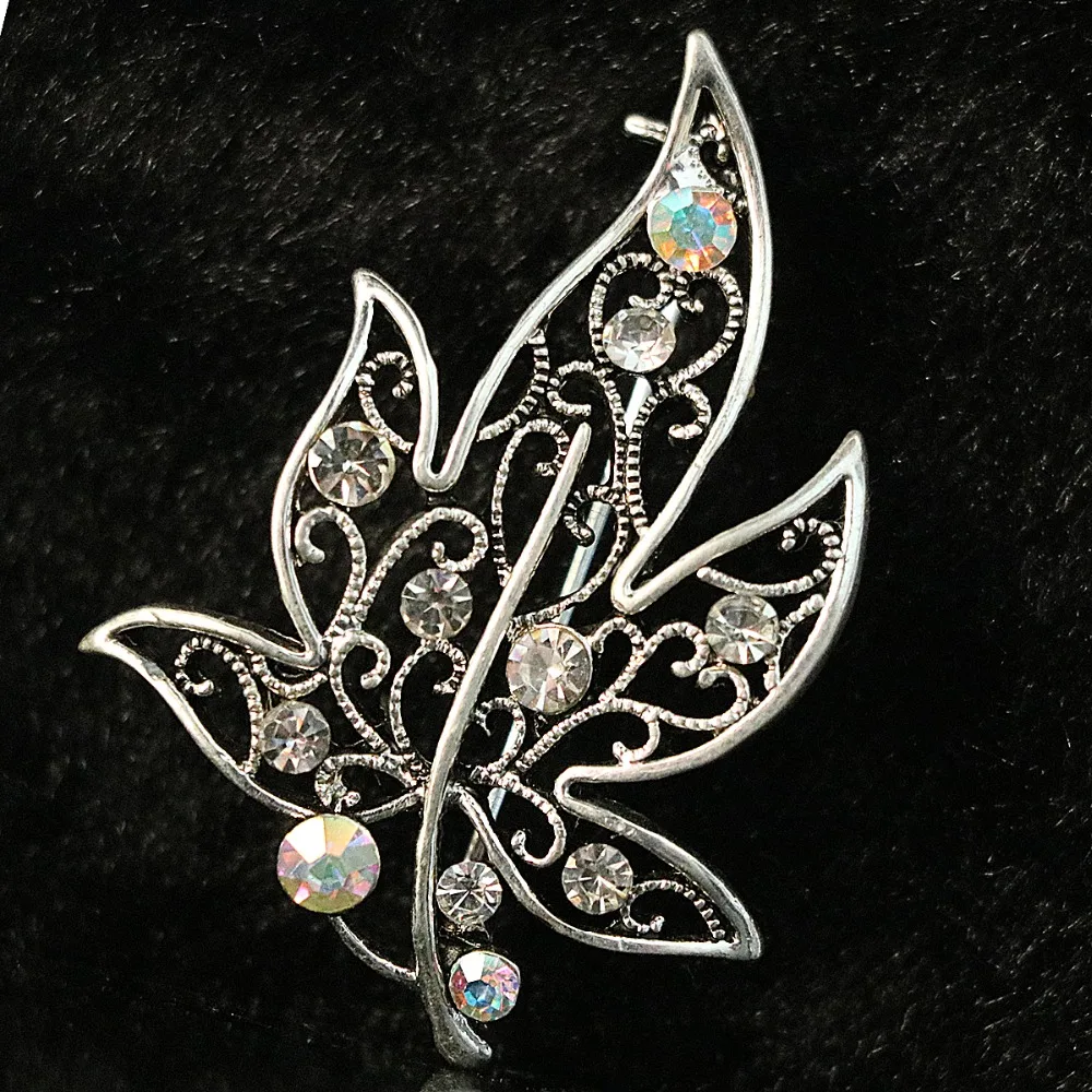 Горячая Распродажа! Разноцветная брошь в виде листьев стразы кристалл женский