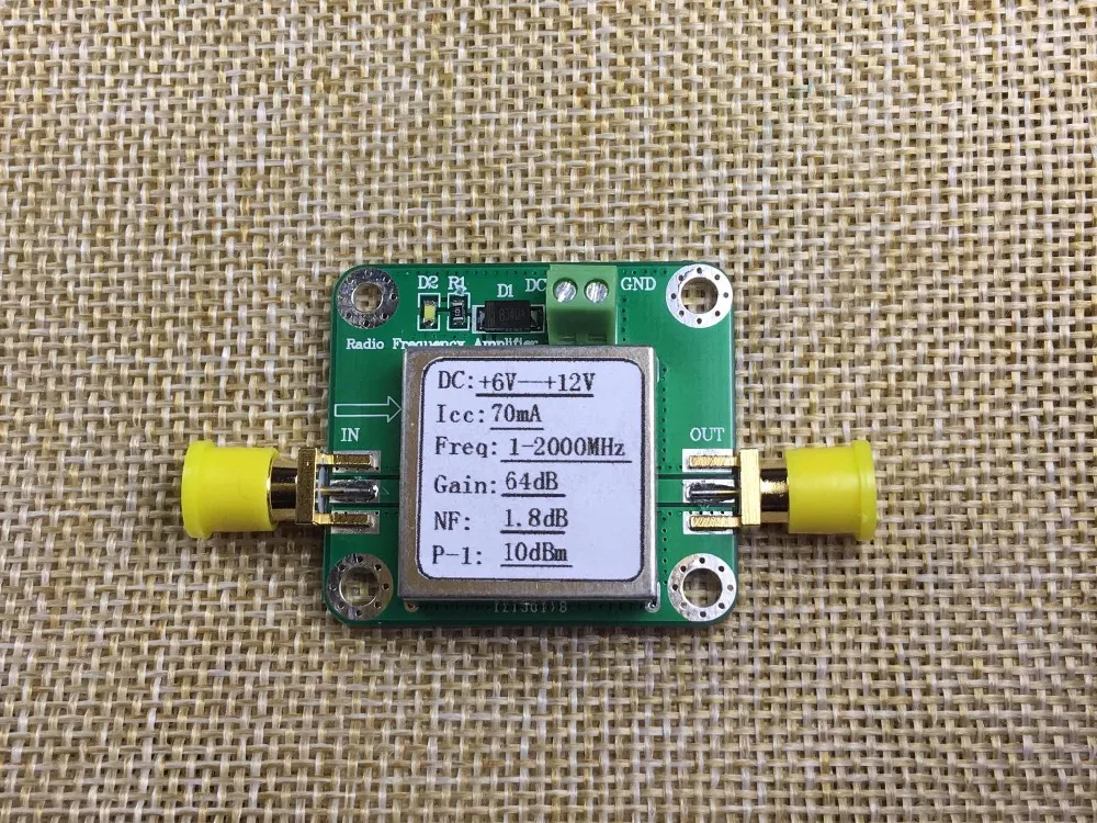 Новый 1 шт. широкополосный усилитель РЧ низкий уровень шума LNA 0 1-2000 МГц усиление 64