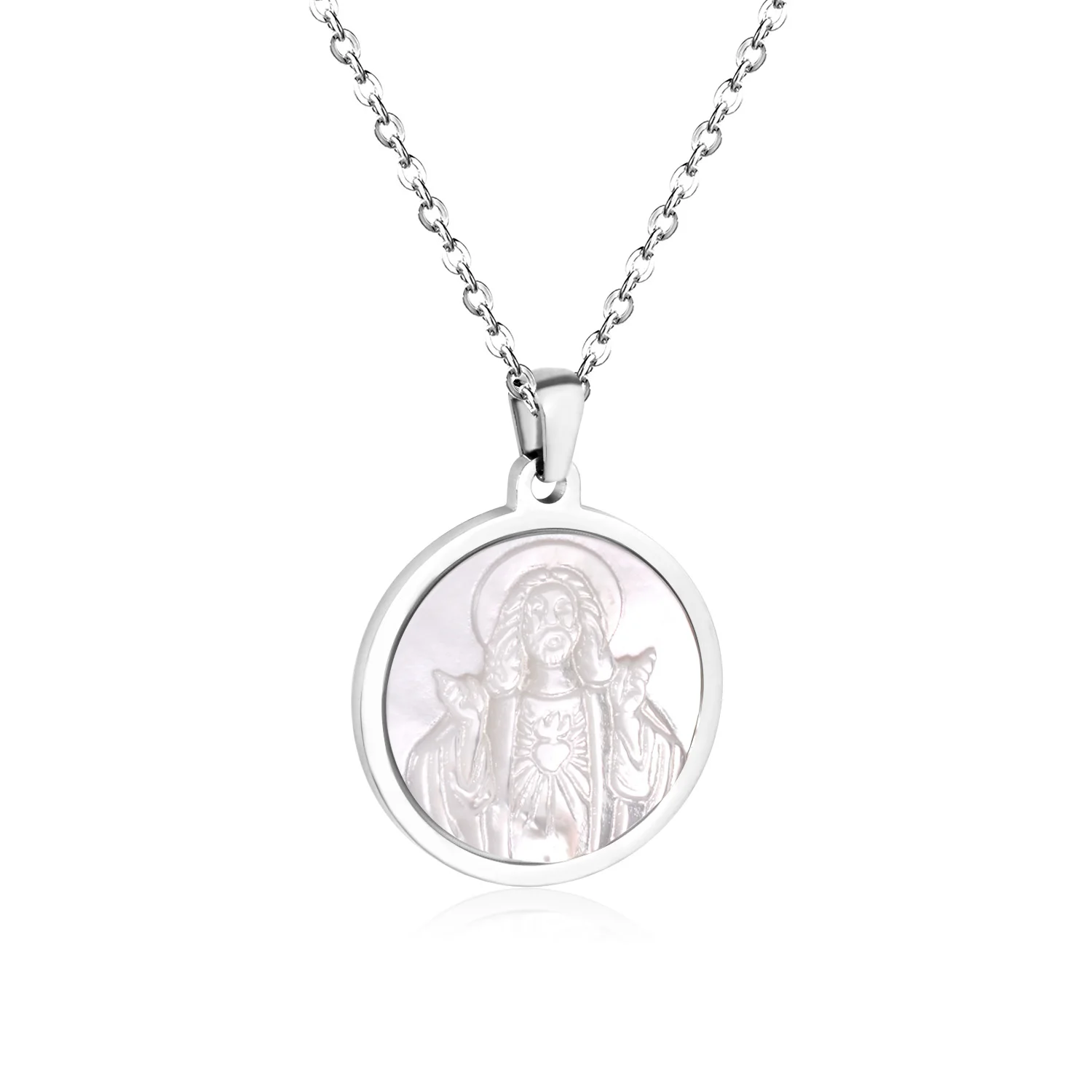 LUXUSTEEL Virgin Mary круглая подвеска в виде ракушки ожерелье ювелирное изделие колье из