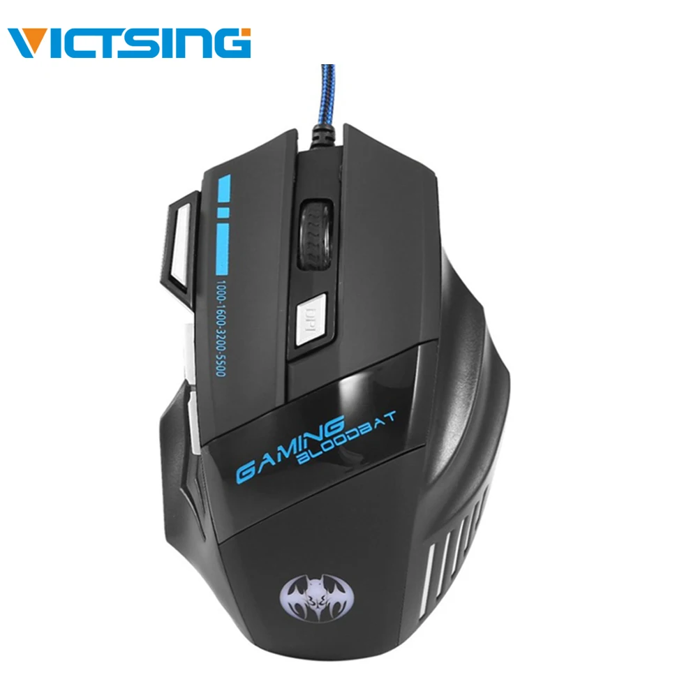 VicTsing Проводная игровая мышь USB 1600 2200 3200 5500 dpi оптическая профессиональная мышь с 7 кнопками светодиодный светильник мышь для портативных ПК