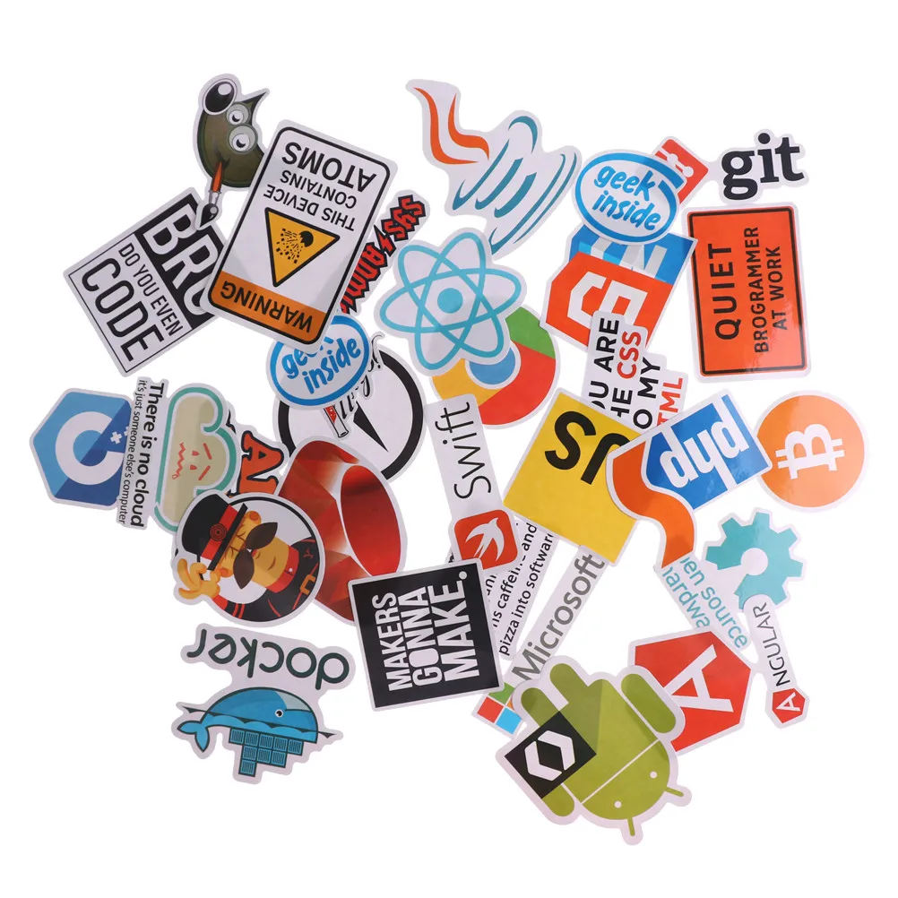 DIY наклейки для интернета Java JS Android облачный Docker Биткойн программирование язык