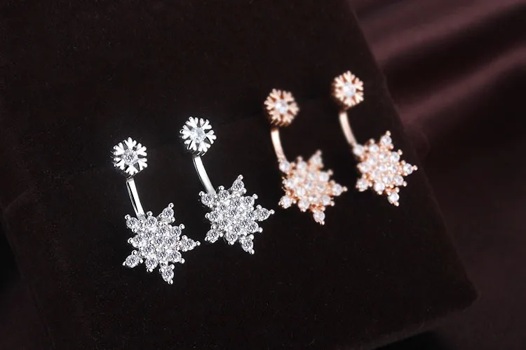 

Wholesale Fashion Jewelry 2017 New Shiny Zircon Snowflake Design 925 Sterling Silver Stud Earrings for Women Jewelry Gift
