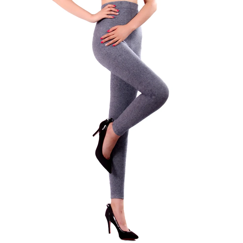 Теплые женские леггинсы черные серые Осенние зимние эластичные кашемировые|warm