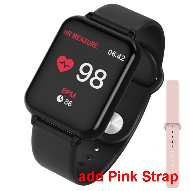 add Pink strap Мужские и женские Смарт-часы IP67 водонепроницаемый монитор сердечного ритма браслет артериального давления несколько спортивных режимов для Android Xiaomi IOS - Цвет: add Pink strap