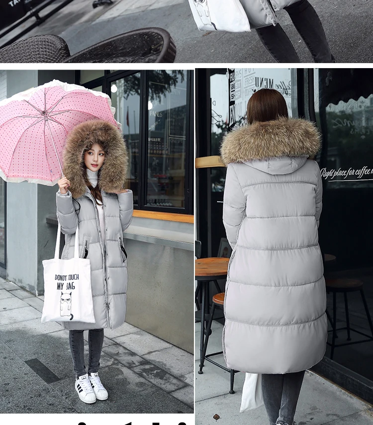 Высокое качество Новинка 2016 Зимняя куртка пальто Женская парка розовый черный