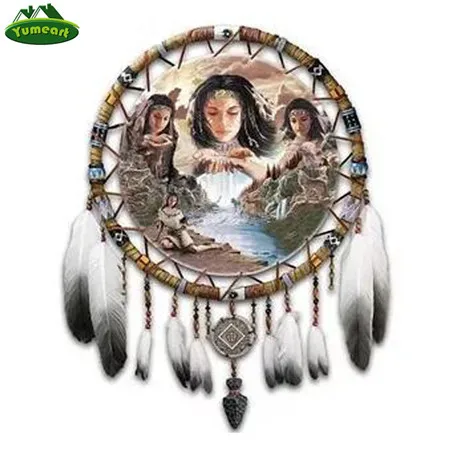 5800514 YUMEART 5D алмазная вышивка по номерам родные индийские поделки Алмазная картина вышивка крестиком Мозаика Вышивка перо Ловец снов - Цвет: 5800514