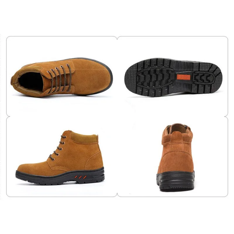 Ботинки мужские из флока рабочая безопасная обувь со стальным носком