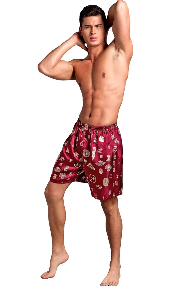 Фото Мужское атласное вискозное шелковое нижнее белье трусы боксеры домашняя одежда