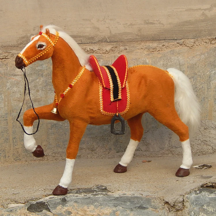 Новая игрушечная лошадка коричневая Лаки полиэтилен и мех лошадь модель с куклой