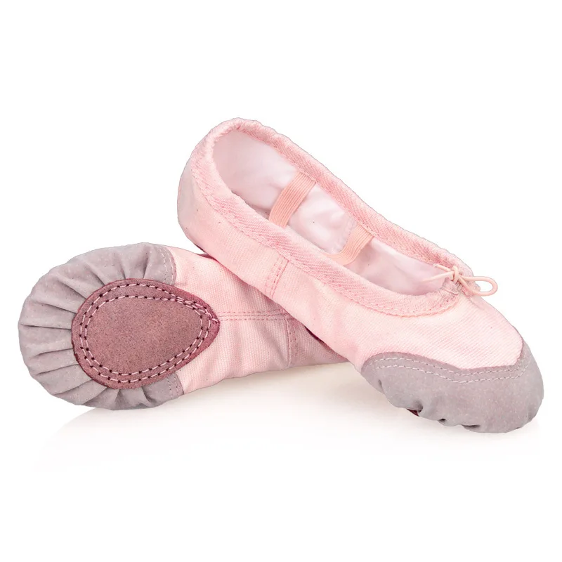 

Kids Ballet Shoes Leather Canvas Elastic Strap With Drawstring Dance Yoga Gymnastics Shoes For Girls Boys Pink/Black 22-43