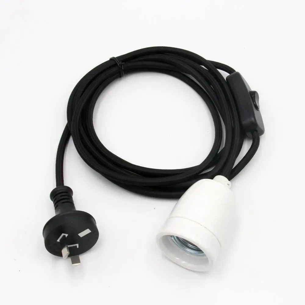 3 Meters Australia Plug Power Cord On/off Switch with Ceramic Lamp Holder E27 Hanging Light Cords Kit image 3
